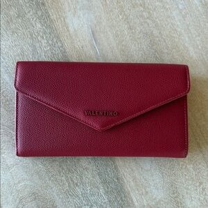 Valentino Burgundy Leather Wristlet